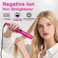 Fer à lisser professionnel en céramique de 1 pouce avec affichage LED de température, ions négatifs, mini format de voyage, double tension, pour salon de coiffure - Vente en gros