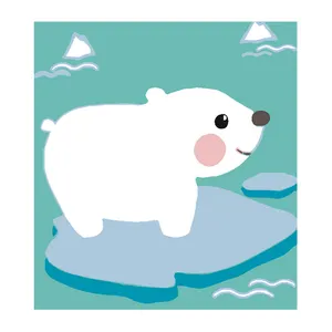 厂家价格卡通动物油画Diy北极熊20 * 20厘米带框儿童礼品