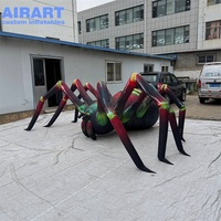 Ornement de jardin d'Halloween réaliste en forme d'araignée gonflable géante, grande araignée tarantule gonflable colorée pour accessoires de parc à thème