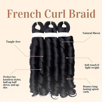 Factory Outlet 3X Set Spiral French Curls 22Inch 280g Body Loose Wave Braiding Hair Synthetic Crochet Afro Kinky Hair Extension