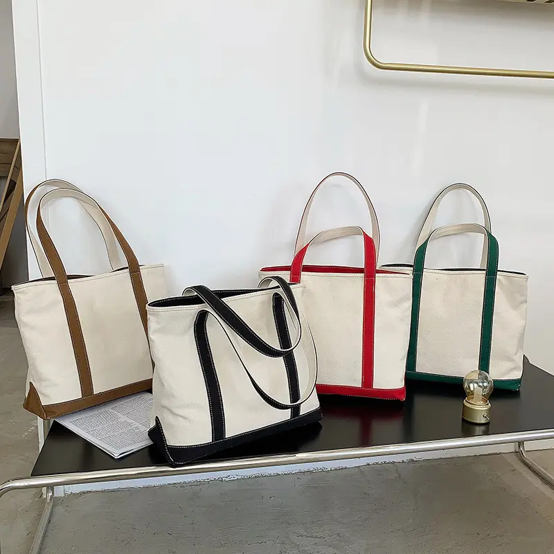 Nouveau sac fourre-tout en toile de coton de designer sac à provisions écologique recyclé sac en coton uni de stock