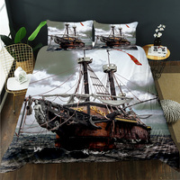Ensemble de housse de couette personnalisable avec motif de voilier, 100% polyester, 500TC, pour toutes les saisons, ensemble de literie