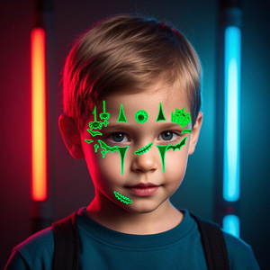 Autocollants fluorescents pour le visage pour Halloween, brillent dans le noir, imperméables, maquillage de cosplay, décoration, autocollants transférables - Product Image 2