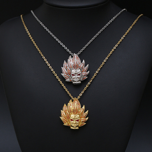 Colgante de Latón Chapado en Oro de 14k con Diseño de Anime Dragon <span class=keywords><strong>Ball</strong></span> Z, Hip Hop Cristiano para Niños, con Piedra Principal de Circonio, Regalo de Son Goku y Vegeta - Product Image 4