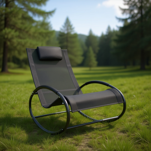 Fauteuil à bascule pliable de luxe, structure en aluminium, tissu polyester, mobilier de jardin extérieur, design contemporain - Product Image 2