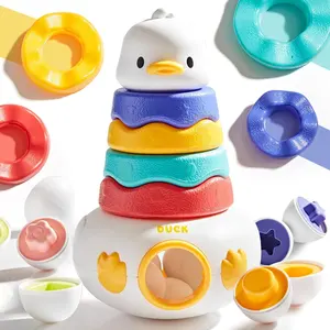 Mainan sensorik permainan anak-anak, 3-in-1 mainan rakit bayi montesori untuk balita 6 buah mainan telur mainan penyortir bentuk permainan yang cocok