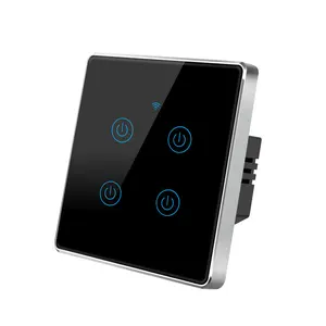 EU UK Zigbee 1/2/3/4 Gang High-grade Metal Frame Glass Panel Alexa Voice Control Smart Touch Wall Switch