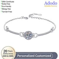Bracelet jonc en argent 925 plaqué or blanc avec zircon 1 carat VVS et moissanite véritable pour femme, vente en gros de la fabrique de bijoux Adodo