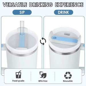 Gobelet isotherme en acier inoxydable de 40 oz avec paille, tasse de voyage personnalisable avec logo, tasse à café thermique pour voiture et bureau - Product Image 5