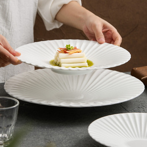 Plato de Porcelana Ecológico Vintage, Irregular, para Ensalada, Postre, Cena, Creativo, Blanco Mate, Brillante, para Frutas, Hotel, Restaurante - Product Image 2