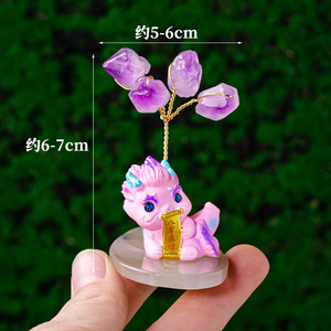 GEM Décoration d'arbre en cristal porte-bonheur Dragonet Base Cristal naturel Pierre concassée Vie Améthyste Décoration d'arbre - Product Image 5