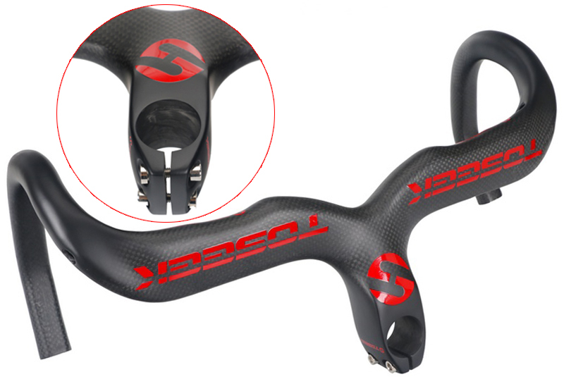 Pieza de bicicleta 90/100/110/120mm manillar de fibra de carbono recto integrado personalizado
