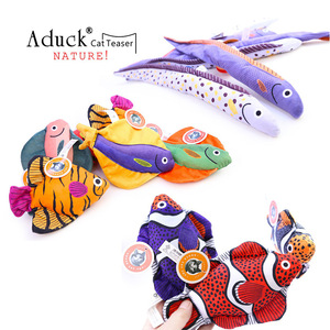 Aduck cat toys, cat teasing toys, catnip toys, plush printed sound toys / purple mandarin fish - Product Image 1