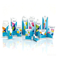 Carton aseptique en papier kraft inviolable avec fermeture à vis hygiénique 30 mm pour emballage de liquides, produits laitiers, jus et boissons fonctionnelles, avec gaufrage