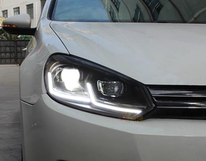 Faros Delanteros de Aspecto Agresivo 2008-2012 |   Nuevo Kit de Actualización de 12V 50W con <span class=keywords><strong>Ojos</strong></span> de <span class=keywords><strong>Demonio</strong></span> Blancos/Amarillos DRL para VW Golf 6 MK6 GTI, 1 Año de Garantía - Product Image 3
