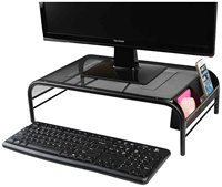 Support d'écran d'ordinateur en maille robuste, noir, organiseurs de bureau, tiroir en métal réglable portable, accessoires de bureau noirs, rehausseur