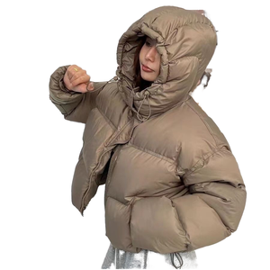 2026 Winter New Korean Version Female Blouson Shearling Regular Hooded Collar Tall Waist Dyed Processing Coat - Product Image 1