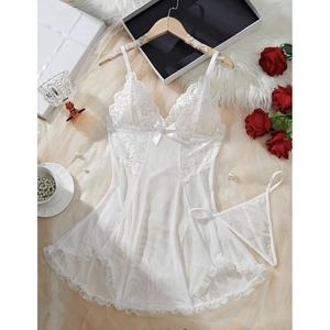 Chemise de nuit en tissu soyeux glacé pour femmes, robe de camisole dos nu, nouveau style d'été, courte, fine, respirante, vêtements de détente, taille unique - Product Image 5