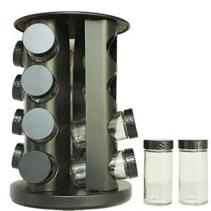 countertop 16 spices 16 jars stainless steel rotatable revolving spice rack set