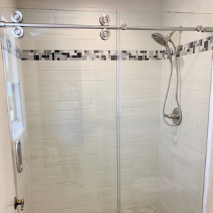 Porte <span class=keywords><strong>de</strong></span> <span class=keywords><strong>douche</strong></span> coulissante en acier inoxydable Aleader, <span class=keywords><strong>kit</strong></span> <span class=keywords><strong>de</strong></span> porte <span class=keywords><strong>de</strong></span> <span class=keywords><strong>douche</strong></span> coulissante pour salle <span class=keywords><strong>de</strong></span> bain, verre trempé sans cadre, salle <span class=keywords><strong>de</strong></span> <span class=keywords><strong>douche</strong></span> - Product Image 2