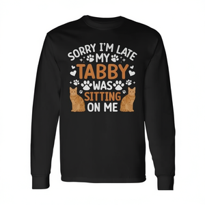 T-shirt à manches longues pour propriétaire de chat tigré orange, pour les amoureux des chats, avec citation amusante sur le thème des chats - Product Image 2