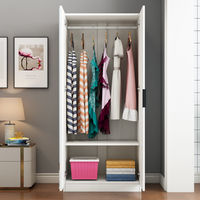 Usine OEM ODM 2 portes autoportantes durabilité mélamine panneau de particules de bois vêtements armoire blanche armoire de rangement pour chambre à coucher