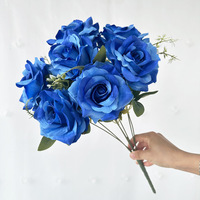 Bouquet de fleurs artificielles bleues pour hôtel, mariage, aménagement d'auditorium, décoration intérieure, accessoires photo, simulation, vente en gros