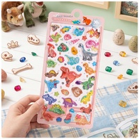 Pegatinas de Resina Epoxi con Forma de Dinosaurio Colorido, Calcomanías 3D en Relieve con Acabado Brillante para Niños, Decoración de Botellas de Agua, Manualidades DIY