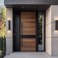 Porte pivotante en bois moderne surdimensionnée avec serrure intelligente, portes en aluminium antivol pour les maisons, portes d'entrée extérieures