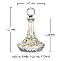 Carafe à vin en verre peint à la main de luxe N1 avec bordure dorée, design classique en diamant, gravure, bouteille à whisky sans plomb