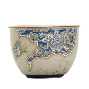Taza Grande Creativa de Peonía Azul, Cerámica Rústica, Estilo Chino Tradicional, Juego de Té Kung Fu, Taza Individual - Product Image 5