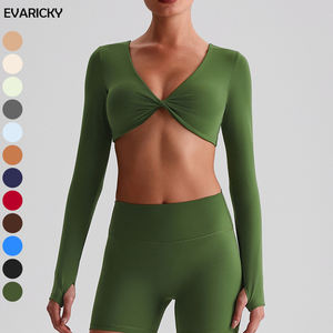 Chemises de sport durables, coupe régulière, respirantes, légères, à séchage rapide, sexy, décontractées, à manches longues, crop tops, trous <span class=keywords><strong>pour</strong></span> les pouces - Product Image 1