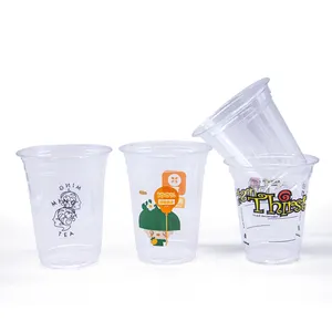 Custom logo12oz 16oz 20oz 24oz disposable plastic cups clear beverage coffee cups suppliers