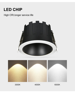 Plafonnier encastré LED blanc et noir en aluminium 3000K 4000K 6000K, panneau lumineux encastré AC110V 220V - Product Image 5