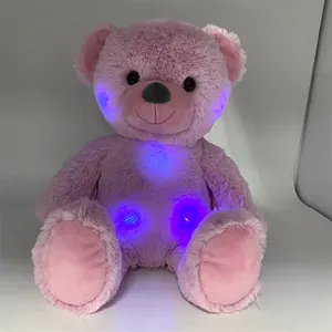 OEM ดนตรีไฟฟ้ายัดไส้สัตว์น่ารักหมีการ์ตูนนุ่ม LED Light Up ของเล่นตุ๊กตา