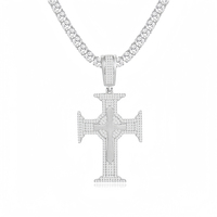 MUSHAN Jewelry Factory S925 Silver Rapper Hip Hop Jewellery Punk Style Moissanite Diamond Cross Pendant avec des colliers en cuivre