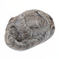 Attaché à la main naturel Ombre sel et poivre Invisible cheveux Patch Toppers Clips en gris cheveux humains pièces toupet pour hommes