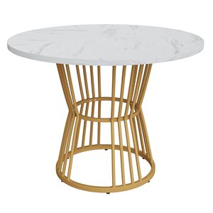 Table à manger ronde en marbre moderne SENYU avec pieds en métal, 4 places, mobilier contemporain pour la maison - Product Image 6