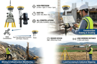 Récepteur GNSS RTK TopTech TK600 TK800 avec laser, intégration CAD/AR double technologie, Rover RTK visuel, base UHF 5W, portée de travail 20 km, IP68
