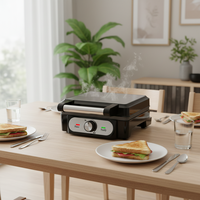 Gaufrier belge 4 tranches 1400W, plaques antiadhésives, voyants lumineux « Cool Touch », protection contre la surchauffe, électrique, pour la maison