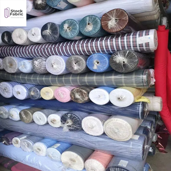 Kaliteli pamuk ipliği boyalı çek ve şerit küçük rulo tasarımlar stok kumaş