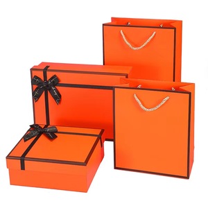 Boîte cadeau classique de marque Orange avec ruban, emballage personnalisé avec logo, boîte cadeau en carton pour le rangement - Product Image 1