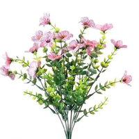 Vente en gros de fleurs artificielles d'eucalyptus violet, fleur de simulation, paquet de plantes vertes, décoration, fausse fleur