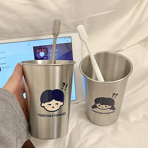 ถ้วยแปรงสีฟันสแตนเลสแบบหนาป้องกันการตกหล่นถ้วยน้ำยาบ้วนปากที่เรียบง่ายถ้วยล้างสุดสร้างสรรค์ - Product Image 2