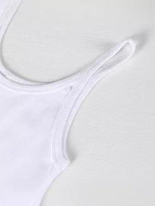Women's Summer CAMIS Short <strong>Vest</strong> off Shoulder Streetwear Mid Waist Solid Polyester Knit Scoop Neck <strong>Top</strong> - Product Image 4