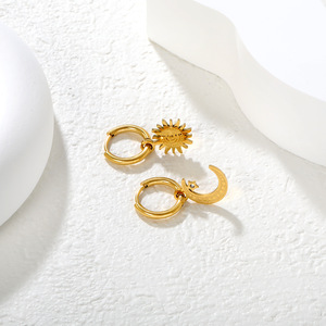 Pendientes de aro de moda de acero inoxidable con doble anillo en forma de corazón para mujer, joyería para fiestas - Product Image 4