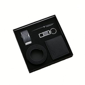 Ensemble de luxe 4 pièces en cuir pour homme : stylo, ceinture et portefeuille – Cadeau idéal pour la Fête des Pères - Product Image 1