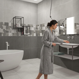 Azulejos de Porcelana con Diseño de Terrazo Gris Nero, 600x1200mm, Textura Rústica para Espacios Comerciales - Product Image 6