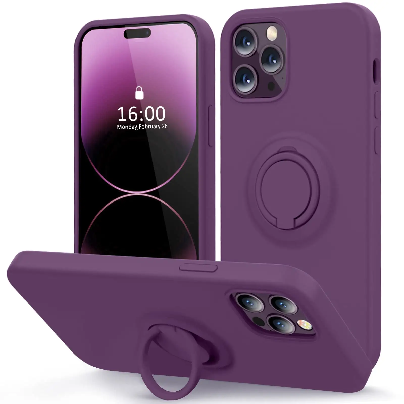 2023ผลิตภัณฑ์ใหม่ลูกอมสีซิลิโคนเหลวกรณีโทรศัพท์ที่มีแหวนผู้ถือยืนสำหรับ iPhone 13 14 Pro Max ปกน่ารักสำหรับผู้หญิง