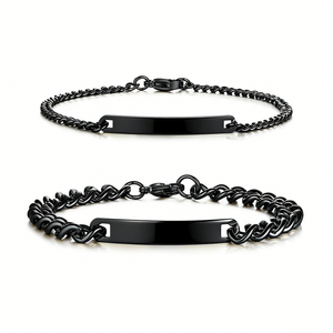 Cadena <span class=keywords><strong>de</strong></span> Joyería <span class=keywords><strong>de</strong></span> Acero Inoxidable <span class=keywords><strong>de</strong></span> Alta Gama, Resistente al Deslustre, Chapada en Oro <span class=keywords><strong>de</strong></span> 18K PVD, Barra Lisa Grabable, Pulsera para Parejas - Product Image 6